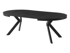 Uitschuifbare Eettafel 4 Tot 8 Personen Mdf En Staal Zwart Komoni