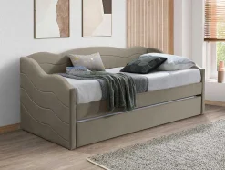 Uitschuifbare Slaapbank 2 X 90 X 190 Cm - Velours - Beige - Lenvia
