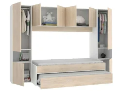 Uitschuifbed Met Ingebouwde Kasten Selena - 90 X 190Cm - Eiken & Wit + Matras