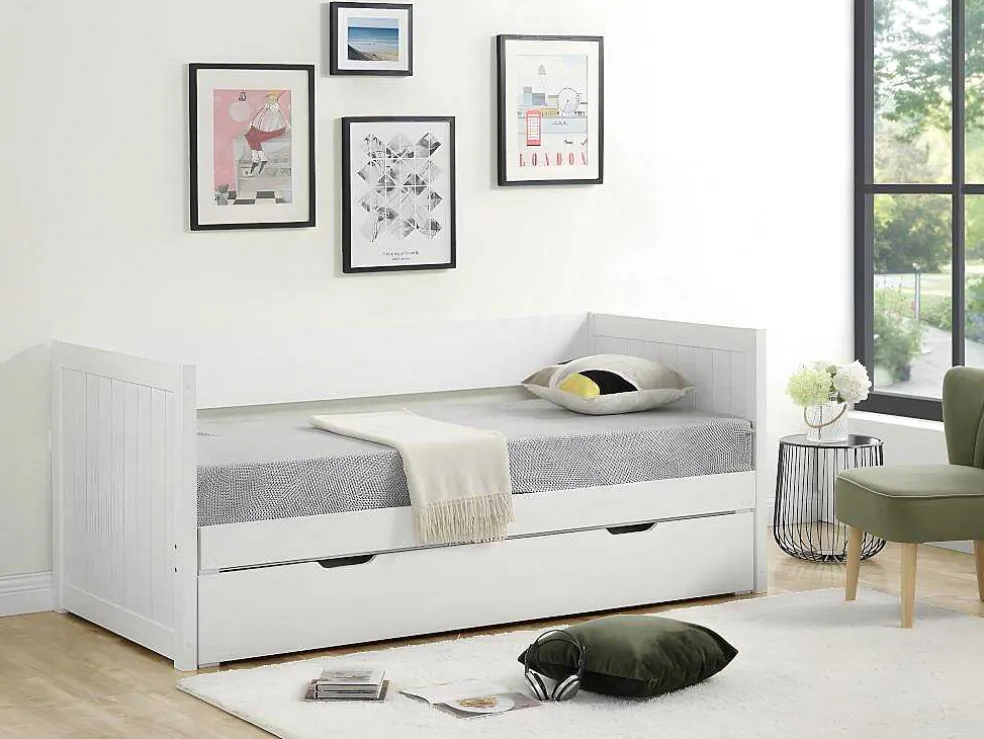 Uitschuifbed Met Opbergruimte - 90 X 190 Of 174 X 190 Cm - Wit - Alfiero
