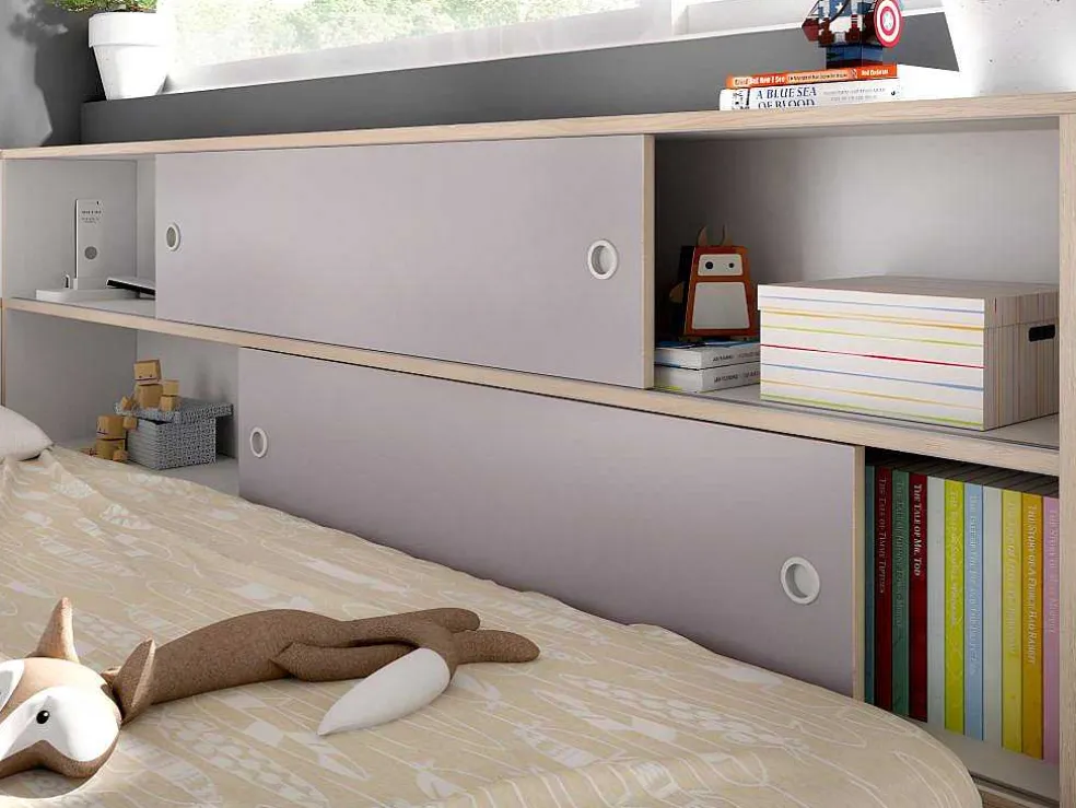 Uitschuifbed Met Slaaplade - Wit En Grijs + Bedbodem + Matras - Losiana