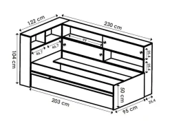 Uitschuifbed Met Slaaplade - 90 X 200 En 90 X 190 Cm - Wit En Grijs - Losiana