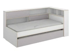 Uitschuifbed Met Slaaplade - 90 X 200 En 90 X 190 Cm - Wit En Grijs - Losiana