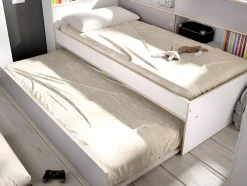 Uitschuifbed Met Slaaplade - 90 X 200 En 90 X 190 Cm - Wit En Grijs - Losiana