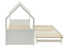 Uitschuifbed 2 X 90 X 190 Cm - Grenen - Wit + Matras - Hurra