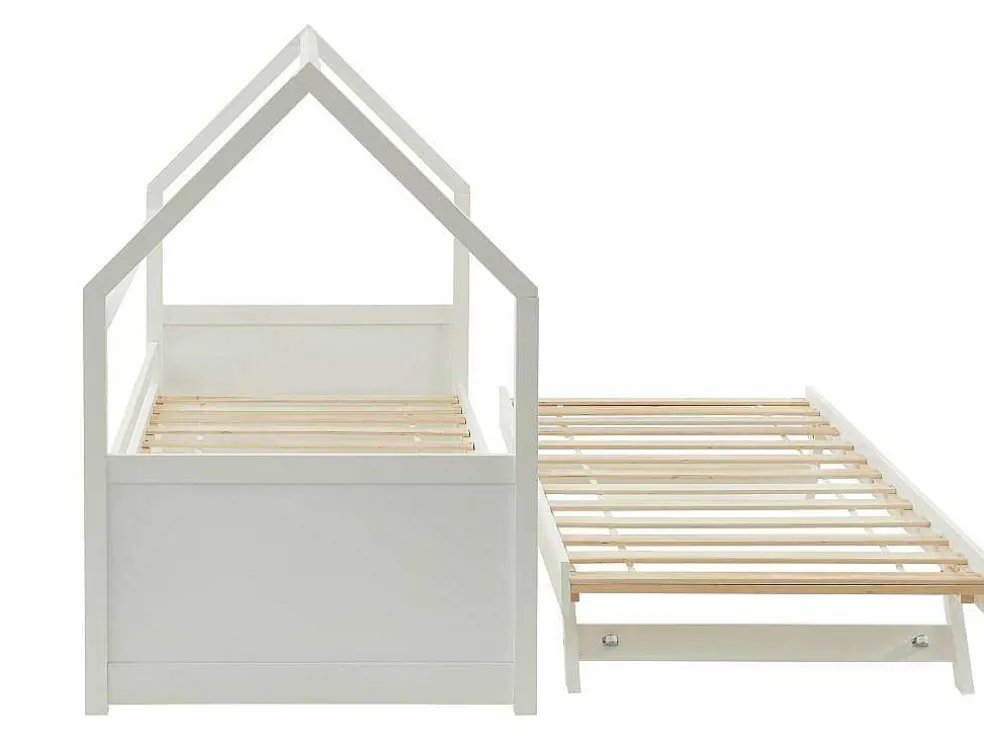 Uitschuifbed 2 X 90 X 190 Cm - Grenen - Wit + Matras - Hurra