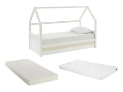 Uitschuifbed 2 X 90 X 190 Cm - Grenen - Wit + Matras - Hurra