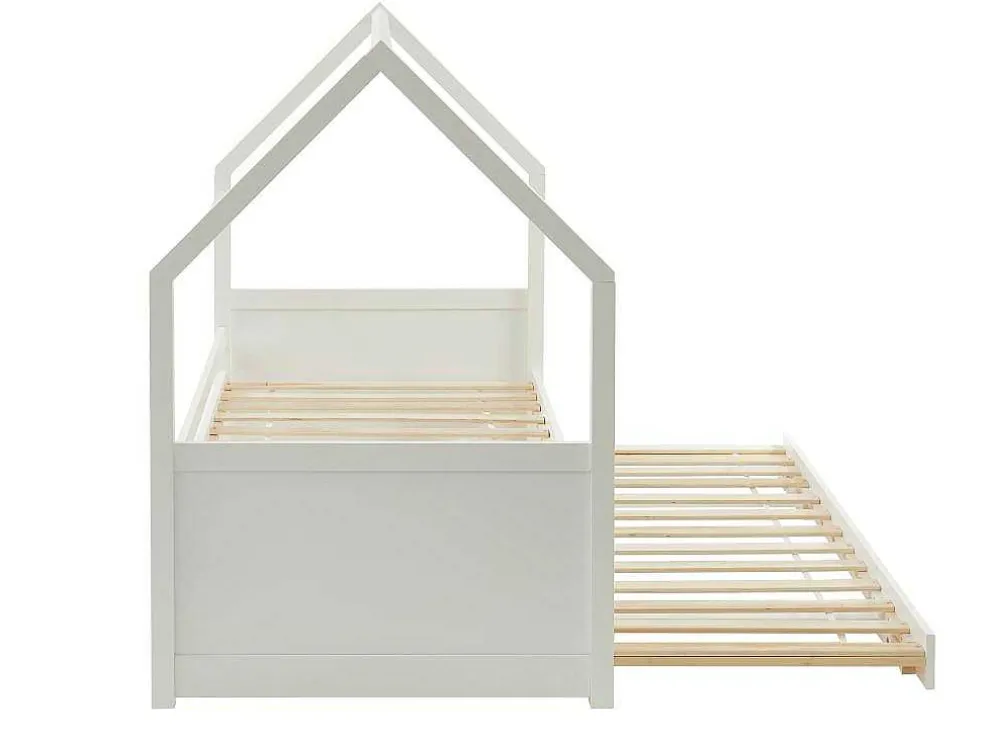 Uitschuifbed 2 X 90 X 190 Cm - Grenen - Wit + Matras - Hurra