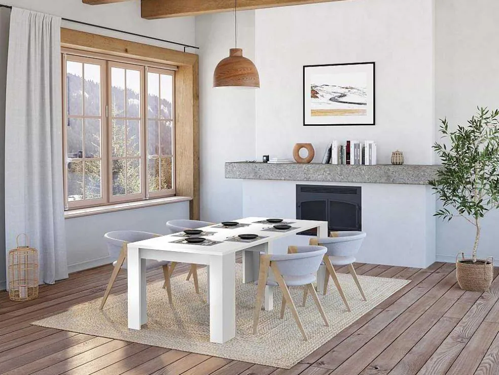 Uittrekbare Sidetabletafel Onega - 10 Personen - 4 Verlengstukken - Kleur: Wit