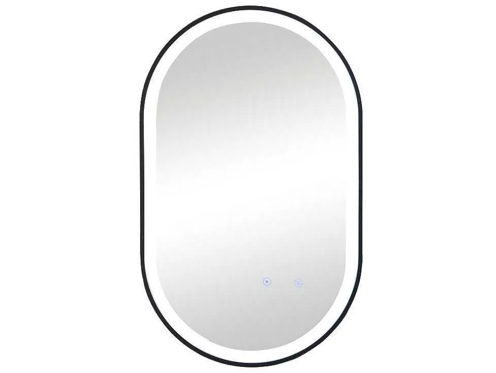Verlichte Ovale Badkamerspiegel Met Antibewaseming En Zwart Kader - 50 X 80 Cm Alarico