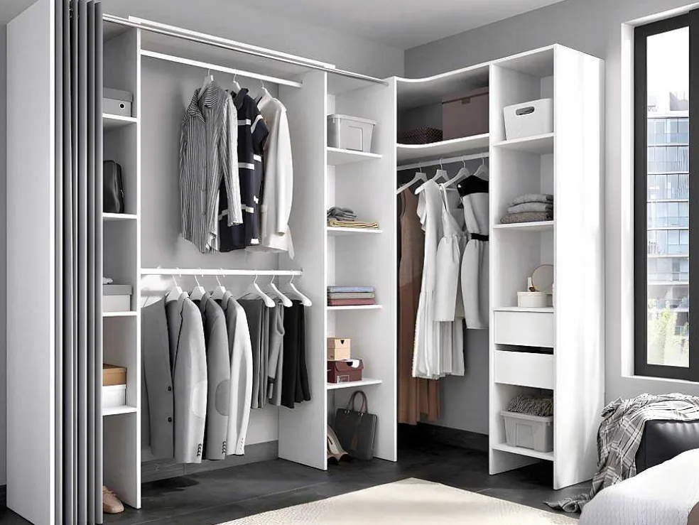 Verstelbare Kledingkast Dorian - L164/234 Cm - Wit En Grijs