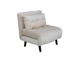 Vicky Slaapbank ,Fauteuil Velours Beige.