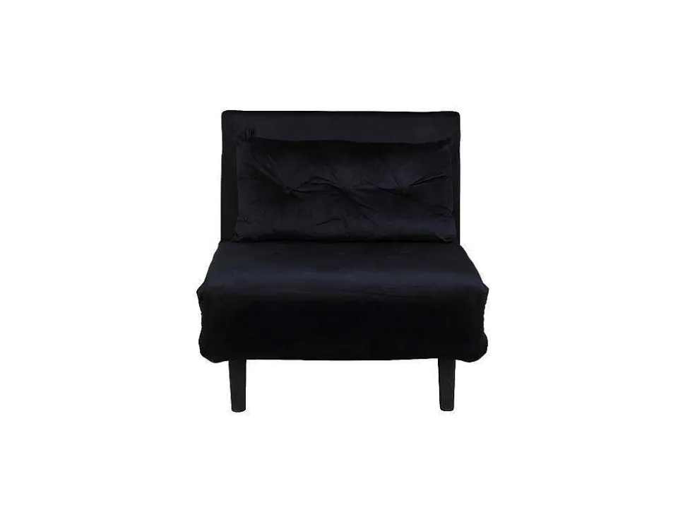 Vicky Slaapbank ,Fauteuil Velours Zwart.
