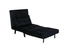 Vicky Slaapbank ,Fauteuil Velours Zwart.