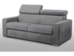 Vierzits Express Slaapbank Van Stof Vizir - Grijs - Slaapafmeting Met Brede Latten 160 Cm - Matras 18 Cm