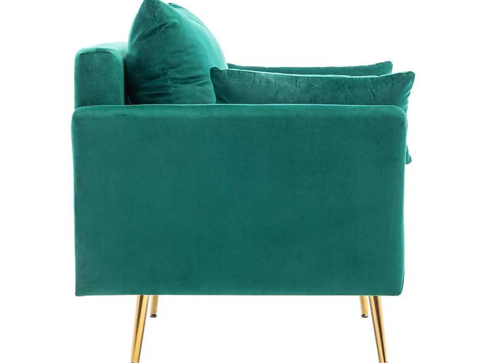 Vipi Fauteuil In Fluwelen Stof Met Opbergruimte En Kussen - Poten Van Goudkleurig Metaal - Groen