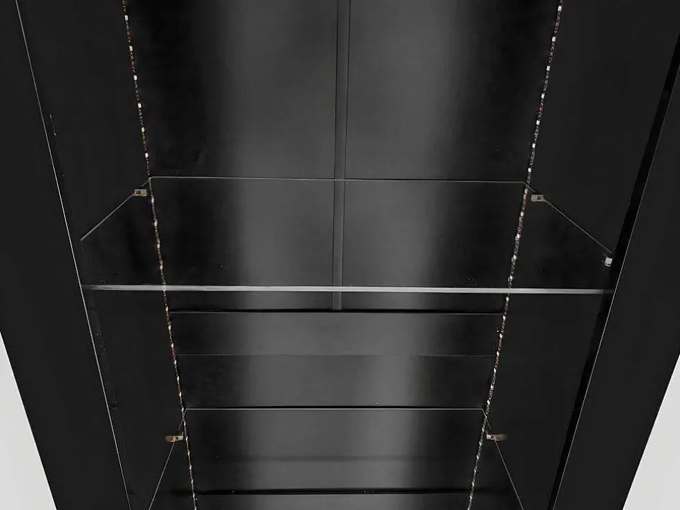 Vitrine L 166Cm Met Led - 3 Glazen Planken - Zwart