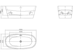 Vrijstaand Designbad - 200 L - 150 X 72 X 58 Cm - Wit - Dominika