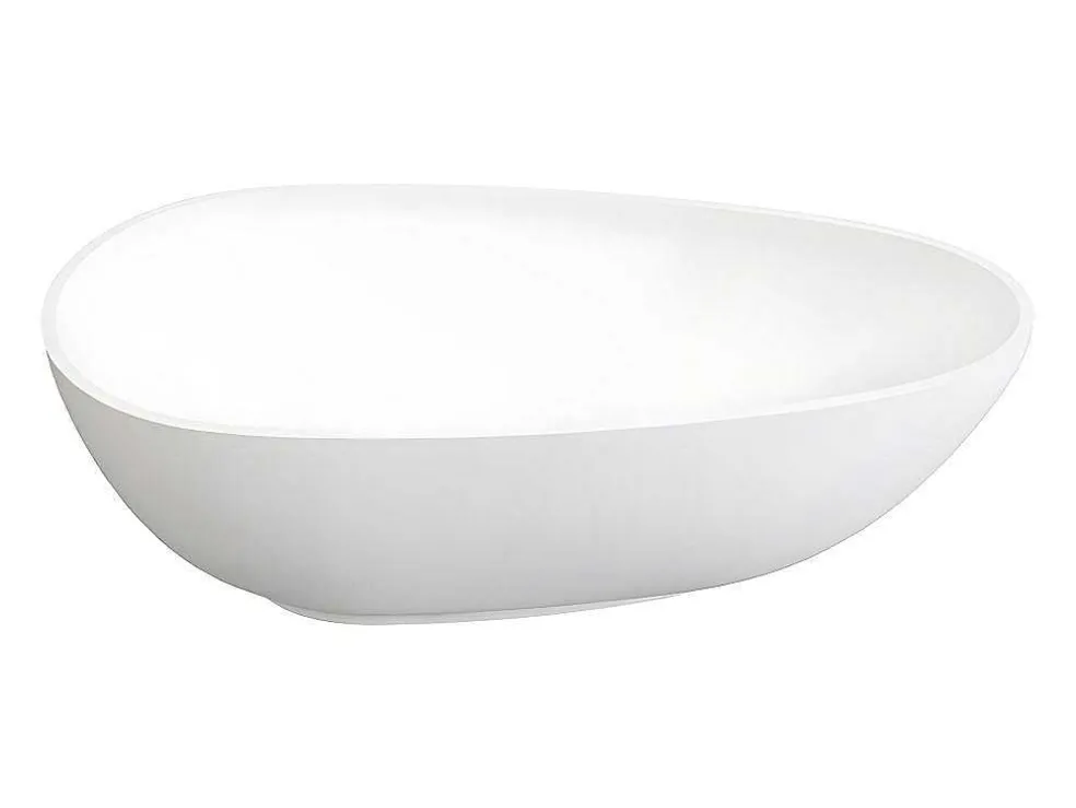Vrijstaande Assymetrische Badkuip In Solid Surface - 268L - 172 X 83 X 53 Cm - Wit - Fenice