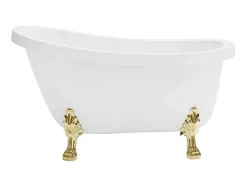 Vrijstaand Retrobad Met Gouden Leeuwenpoten - 200 L - 145 X 74 X 77 Cm - Wit - Nisos Ii
