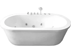 Vrijstaand Wit Ovaal Whirlpoolbad 185 X 95 Cm 10 Jets Perlie