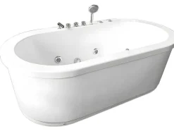 Vrijstaand Wit Ovaal Whirlpoolbad 185 X 95 Cm 10 Jets Perlie