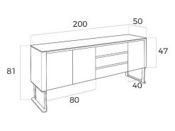 Walnoot Dressoir Met Zwart Glazen Blad 3060 Angel Cerda