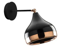 Wandlamp Van Metaal Met Verstelbare Kap Yildo - D17 X H28 Cm - Zwart En Koperkleurig