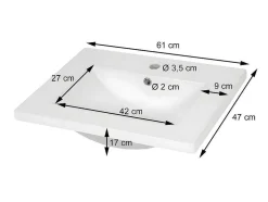 Wastafel Mcw-D16, 61Cm 30Mm Rand