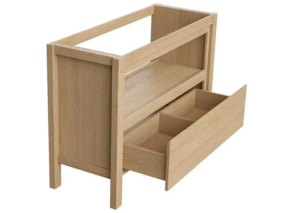Wastafelmeubel Met Dubbele Opzetwastafel - Eikenfineer - 120 Cm - Cosmoti
