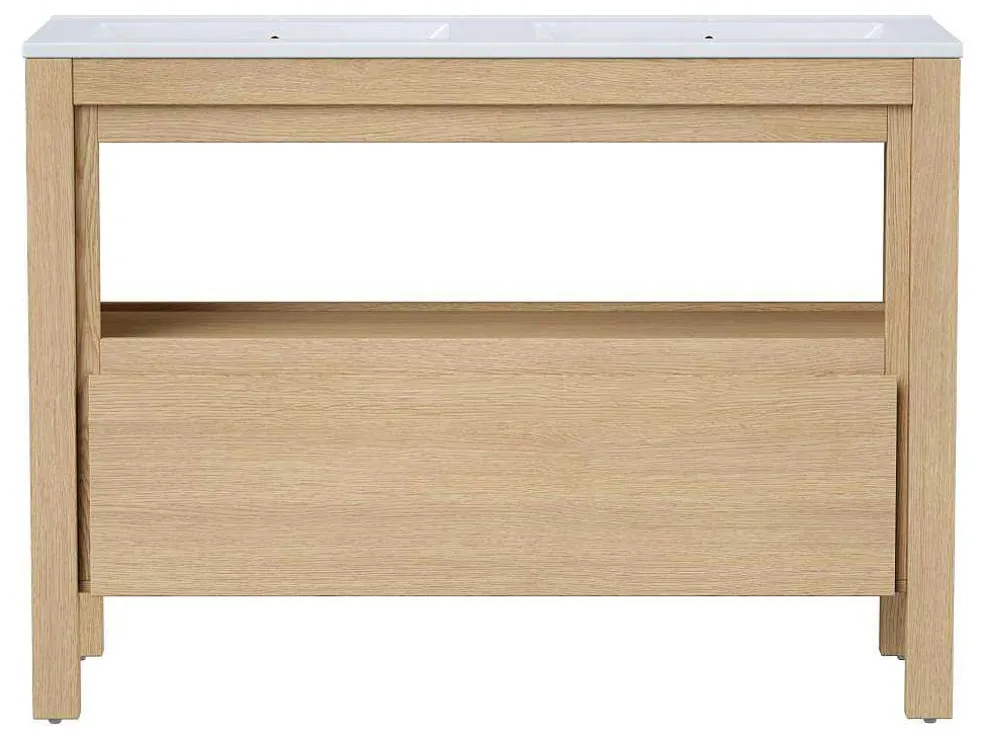 Wastafelmeubel Met Inbouwwastafel - Eikenfineer - 120 Cm - Cosmoti