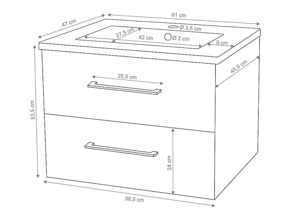 Wastafel + Wastafelmeubel Mcw-D16, Wit