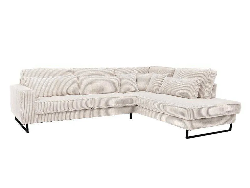 Xxl Hoekbank Van Beige Ribfluweel Tessio Van Maison Cephy