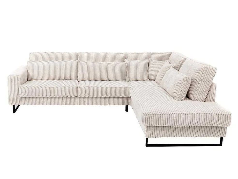 Xxl Hoekbank Van Beige Ribfluweel Tessio Van Maison Cephy