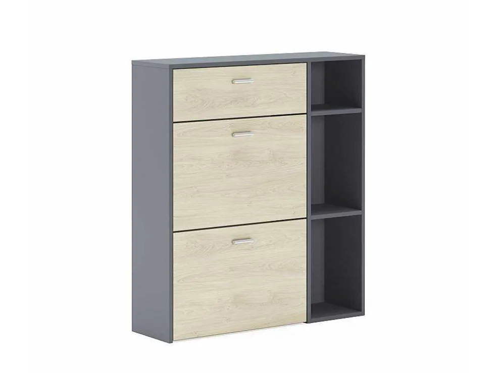 Zapatero Furniture, Windmodel, 90X26X101.5Cm, Tegroep Hall En Hall, Grijs En Eiken, Moderne Stijl