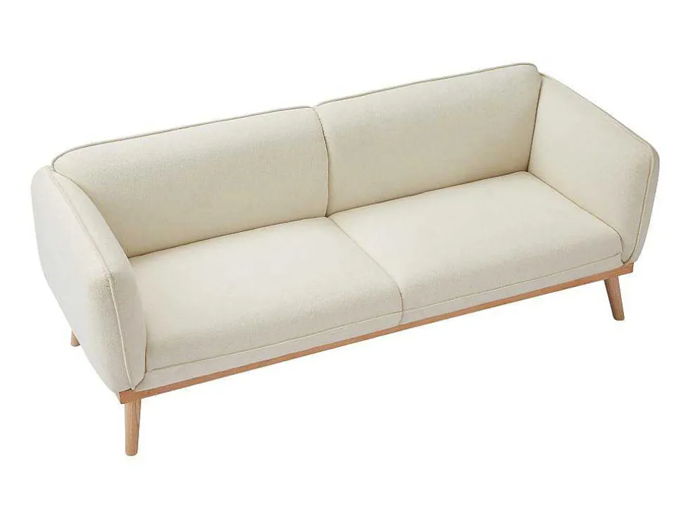 Zitbank Met 3 Plaatsen En Bekleding In Beige Textuurstof Fanira