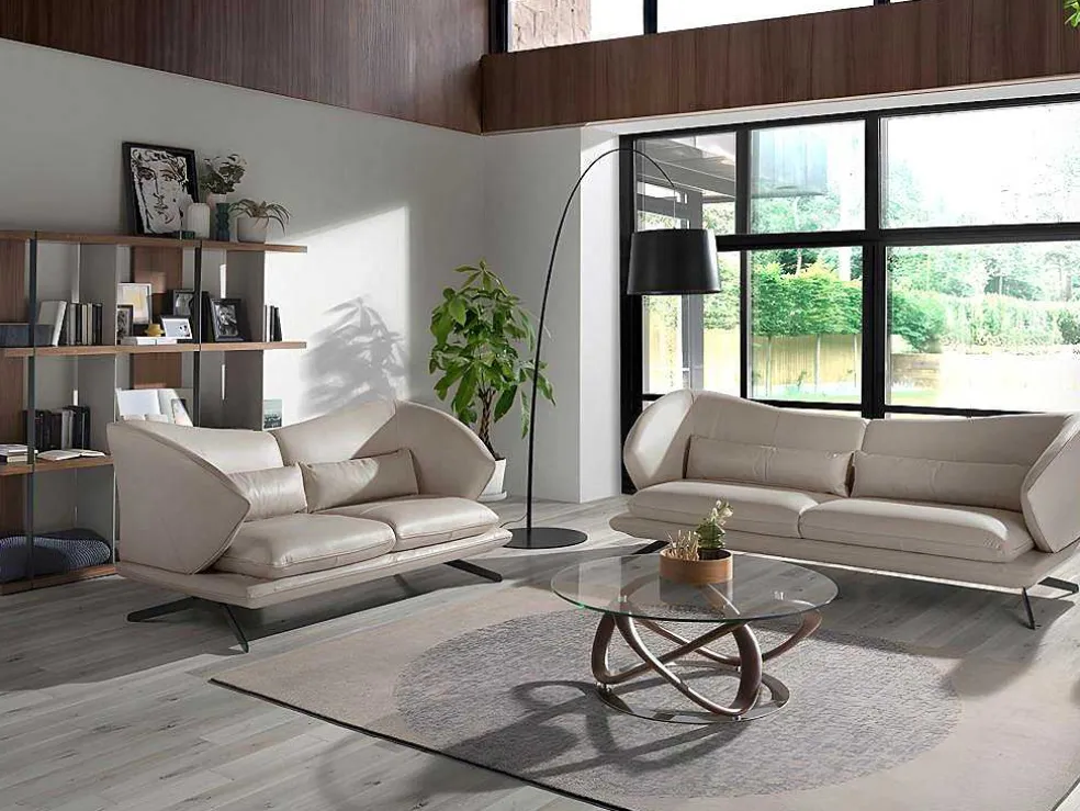 3-Zitsbank In Taupe Grijs Rundleder 6146 Angel Cerda