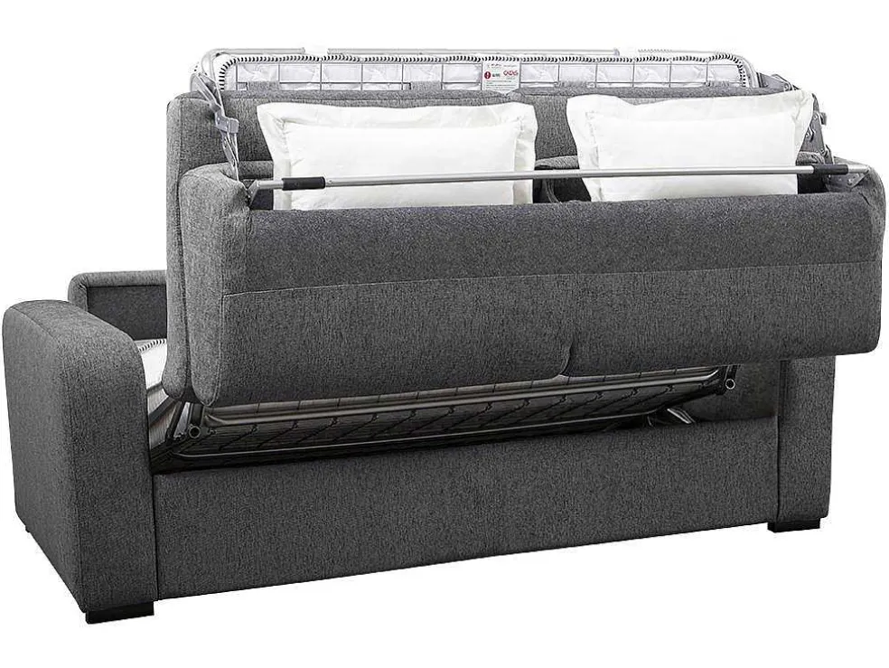 3-Zits Express Slaapbank Van Antraciete Stof - Matras 14 Cm - Bevis
