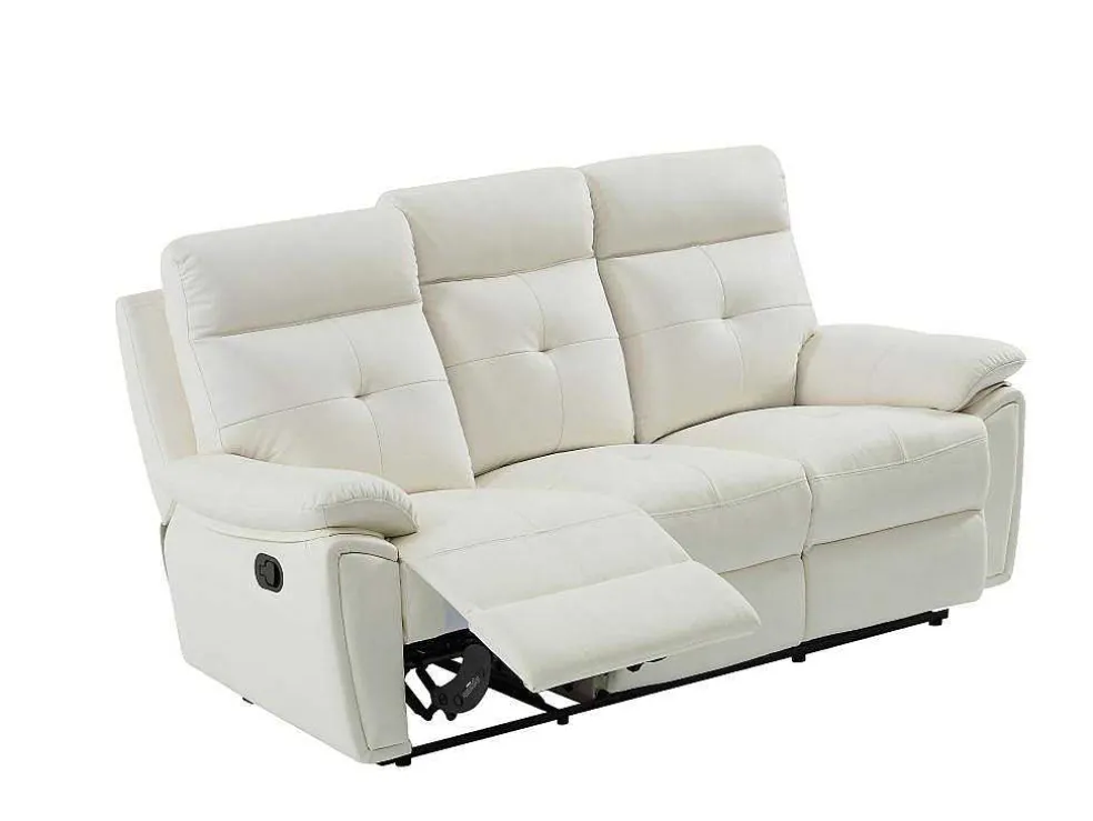 3- + 2-Zits-Relaxbank Van Wit Leer Vineta