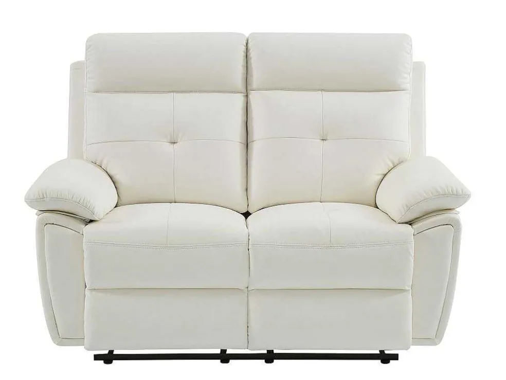 3- + 2-Zits-Relaxbank Van Wit Leer Vineta