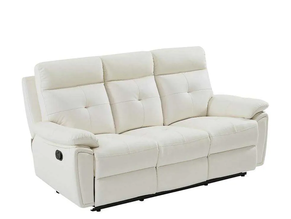 3- + 2-Zits-Relaxbank Van Wit Leer Vineta
