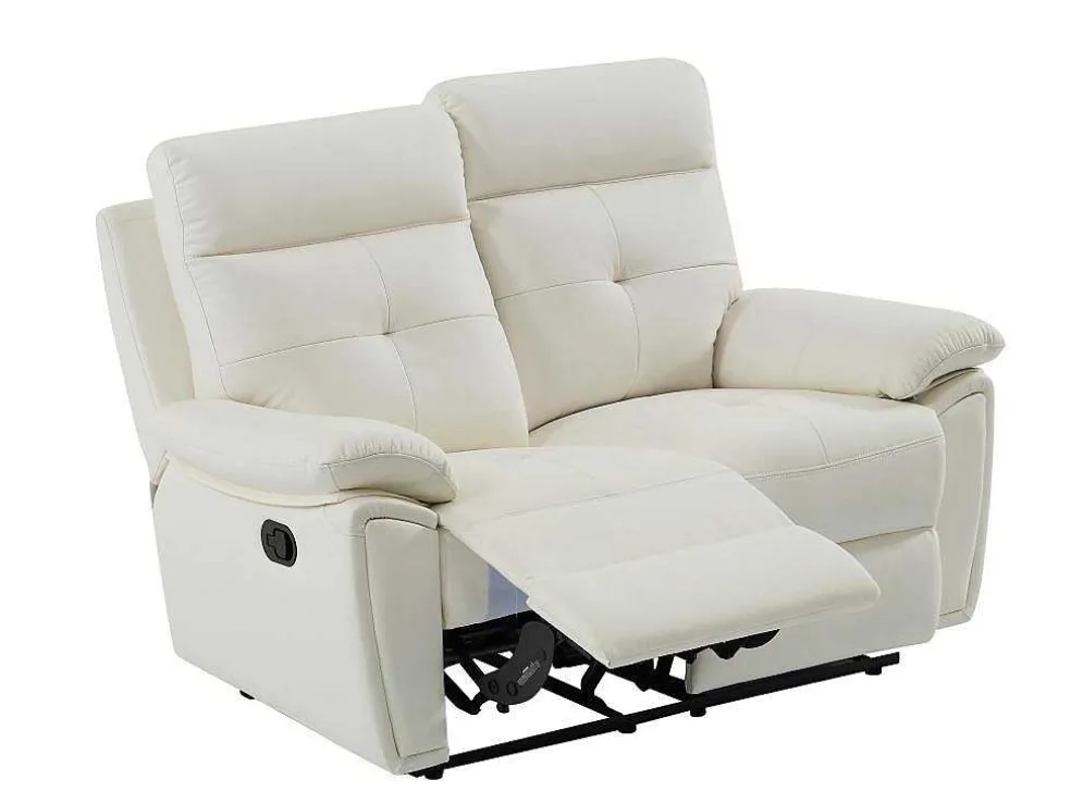 3- + 2-Zits-Relaxbank Van Wit Leer Vineta
