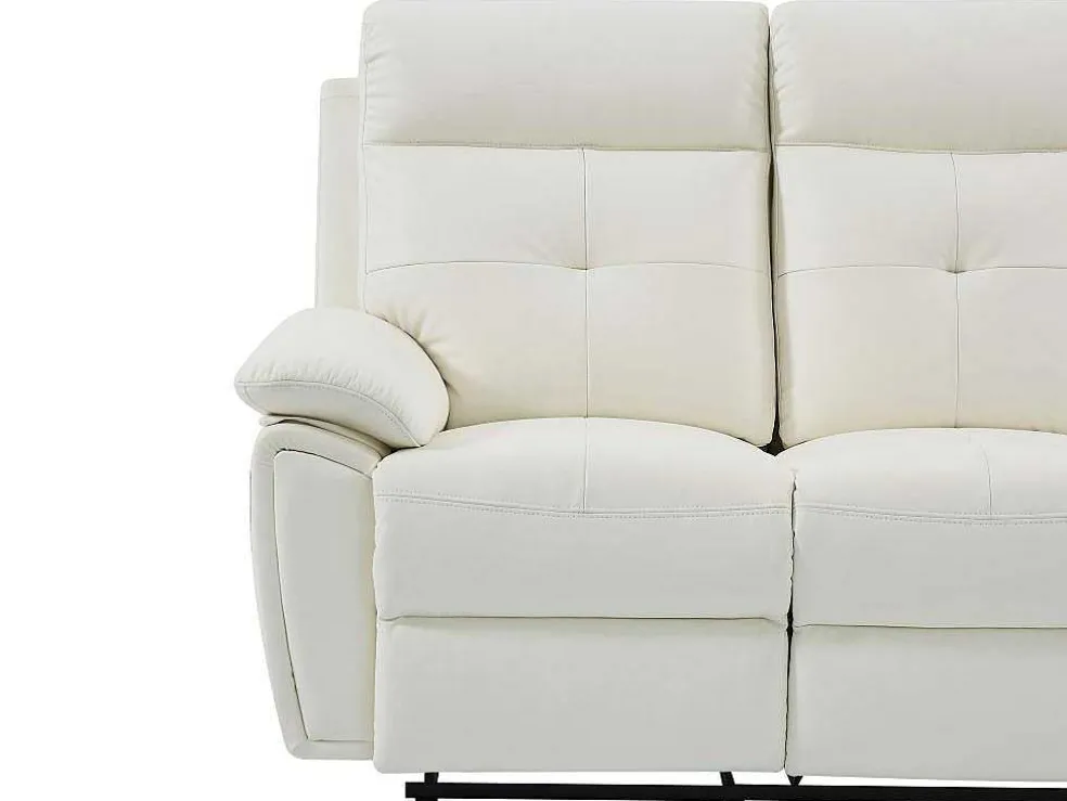 3- + 2-Zits-Relaxbank Van Wit Leer Vineta