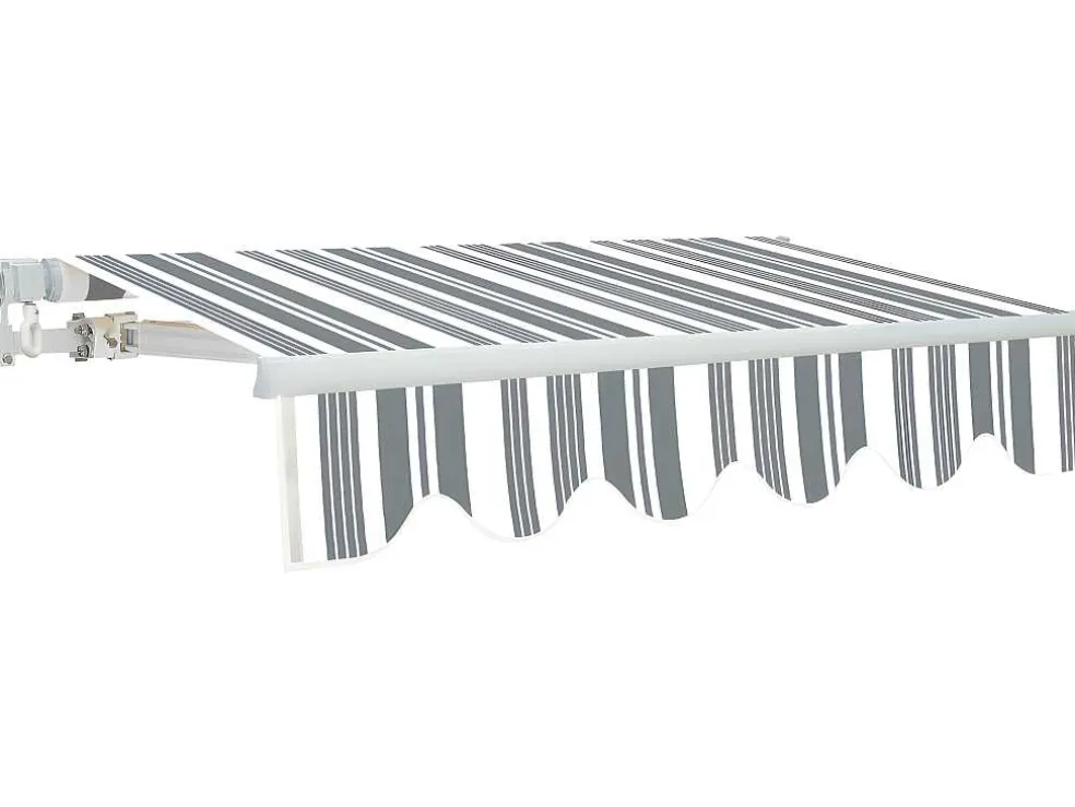 Zonnewering Paleas - Handmatig - 3,95 X 2,5M - Grijs En Wit