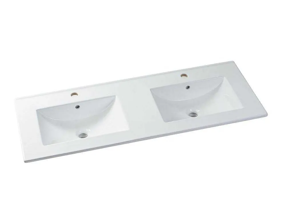 Zwevend Wastafelmeubel Met Dubbel Inbouwbekken En Kast - Grijs - 120 Cm - Selita